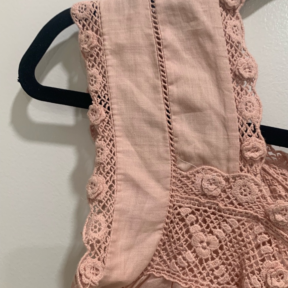 Elie Tahari Blush Pink Lace Accent Blouse - Picture 3 of 5